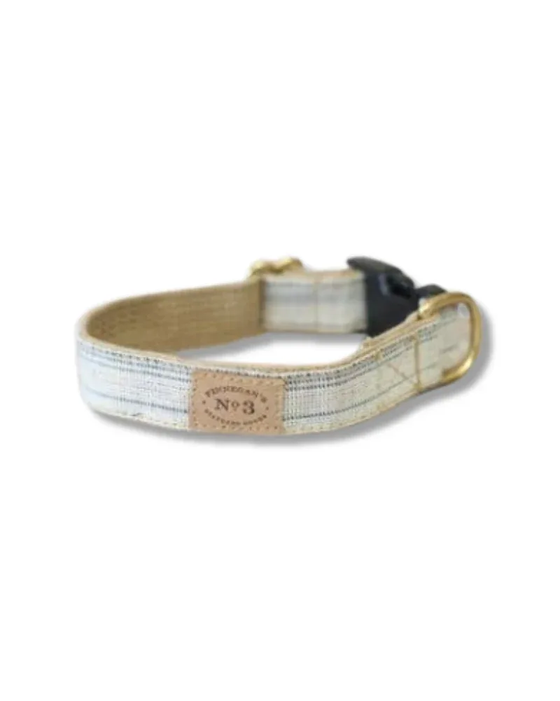 Cream & Navy Seed Sack Dog Collar (Made in the USA)