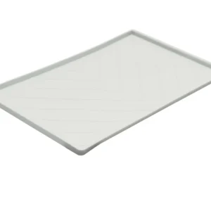 Messy Mutts Dog Silicone Mat Metal Rods Light, Grey Large