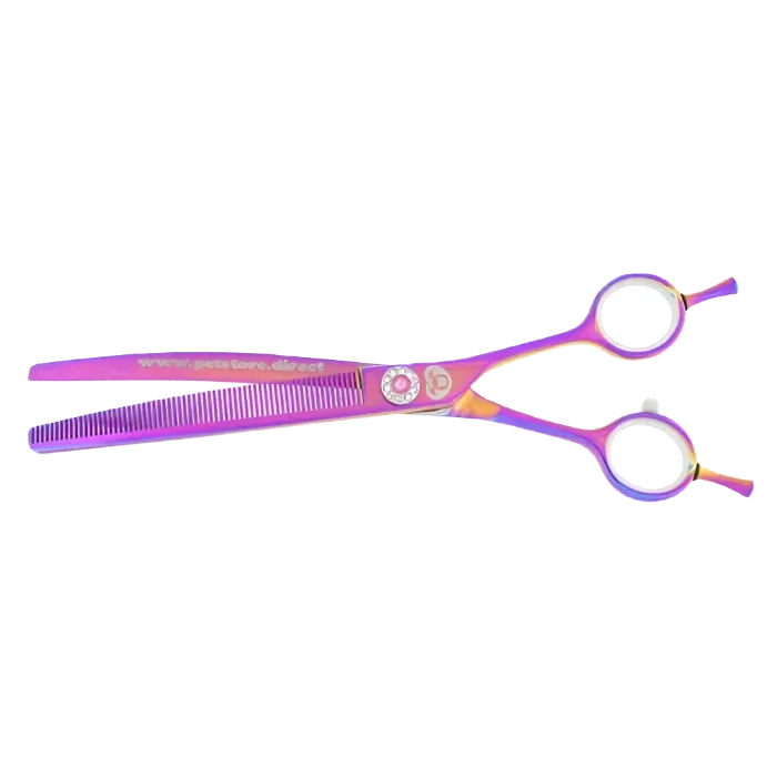 7" 66T Rainbow Curved Thinning Shears by PetStore.Direct