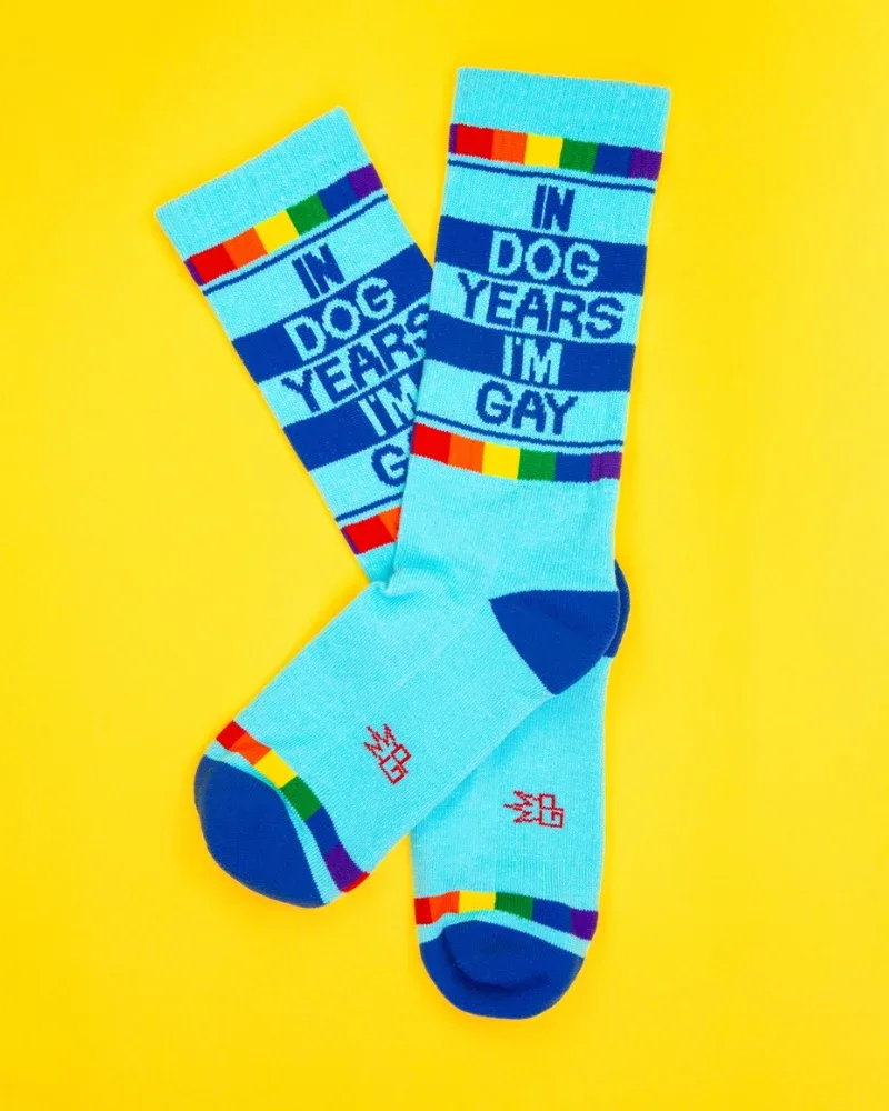In Dog Years I'm Gay Gym Crew Socks (for Humans)