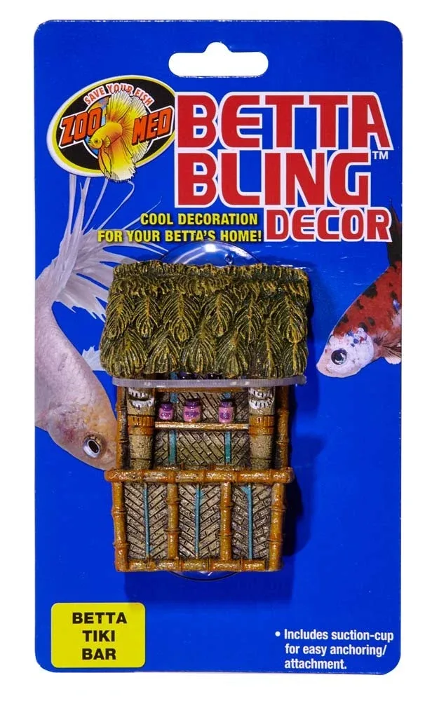 Zoo Med Bling Tiki Bar Aquarium Ornament, Brown, Green