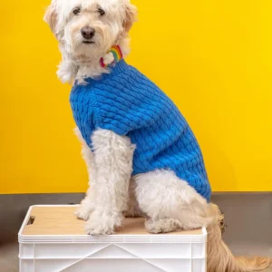 The Uptown Cable Knit Sweater in French Blue American Cotton (Made in NYC) (FINAL SALE)
