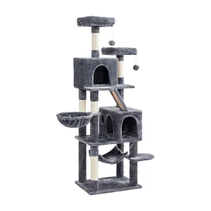 Yaheetech 71.5-in Multi-Level Cat Tree with 2 Condos, 2 Perches, Basket and Hammock