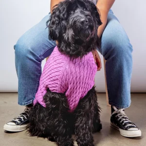 The Uptown Cable Knit Sweater in Radiant Orchid American Cotton (Made in NYC) (FINAL SALE)