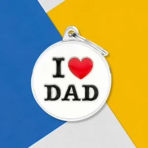 I Love Dad Custom Circle Pet ID Tag