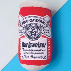 Barkweiser Beer Can Squeaky Plush Dog Toy