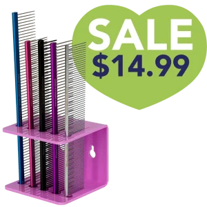 Acrylic 5 Comb Holder Tabletop and Wall Mount Hot Pink by PetStore.Direct