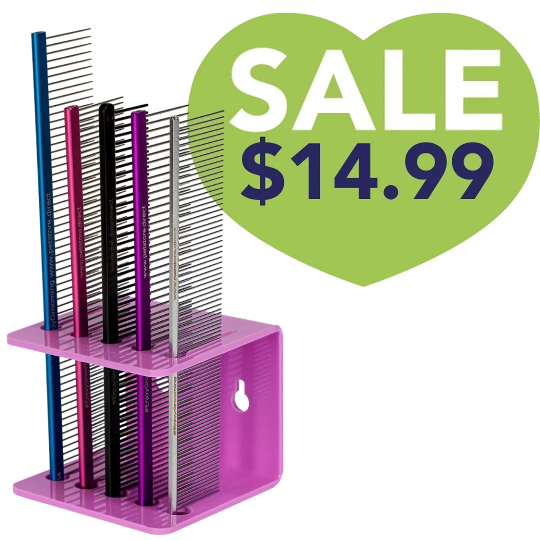 Acrylic 5 Comb Holder Tabletop and Wall Mount Hot Pink by PetStore.Direct