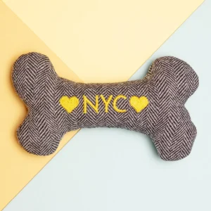 "NYC" Tweed Squeaker Bone Dog Toy (Made in the USA)