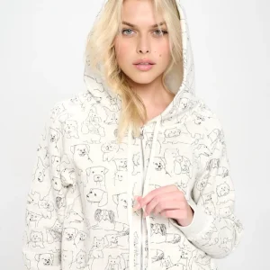 Dog Print Human Zip Up Hoodie in Grey (FINAL SALE)