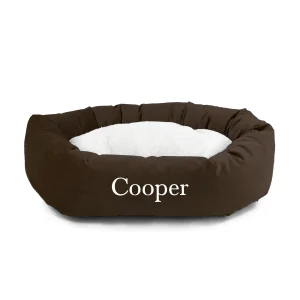 Majestic Pet Personalized Velvet Sherpa Bagel Cat & Dog Bed