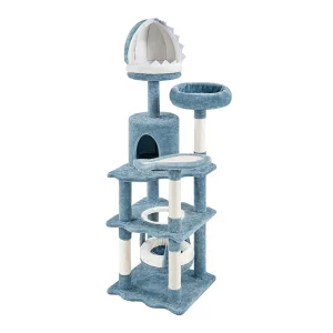 Yaheetech 61-in Ocean-Themed Cat Tree with Shark Bed, 3 Perches, Condo and Hammock