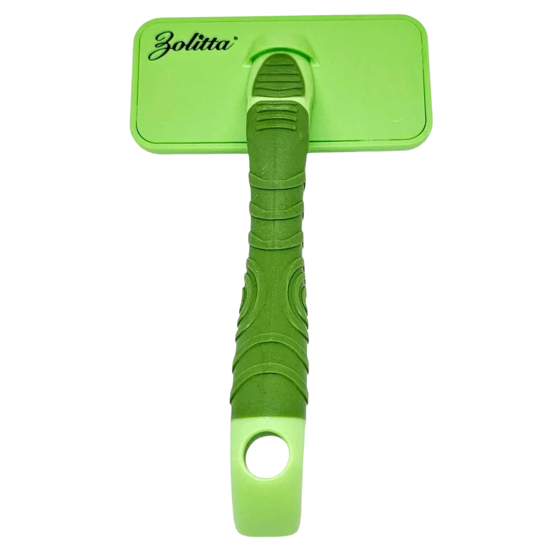 Fluff Small Plastic Handle Slicker Brush Green by Zolitta - Image 2