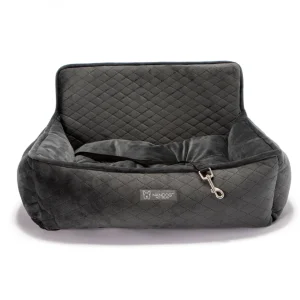 Dark Grey Quilted Dog Car Seat
