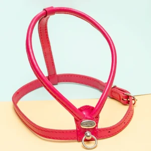 Italian Leather Dog Harness in Fuschia Pink <>