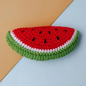 Watermelon Slice Knit Squeaky Toy