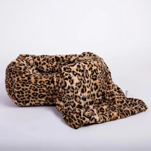 Cashmere Collection Faux-Fur Dog Bed in Leopard (Custom/Direct-Ship) (Made in the USA)