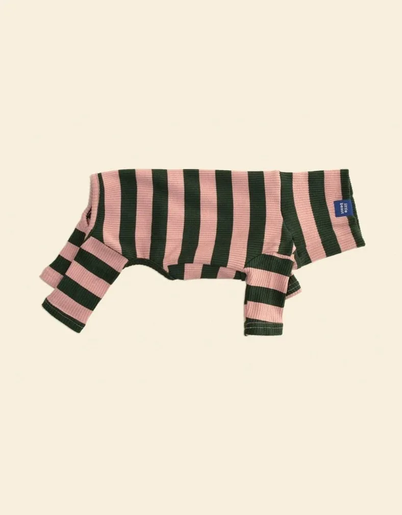 Pink Elephant Stripe Ribbed Onesie (FINAL SALE) - Image 2