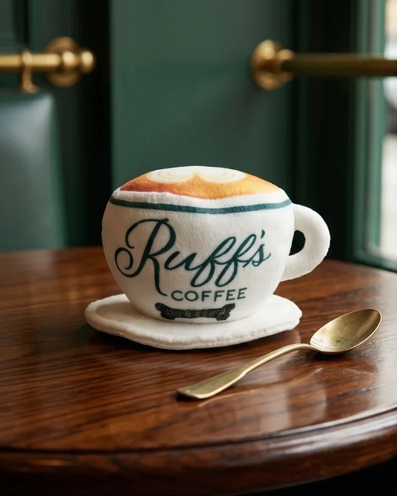 Ruff's Coffee Cup Squeaky Plush Dog Toy