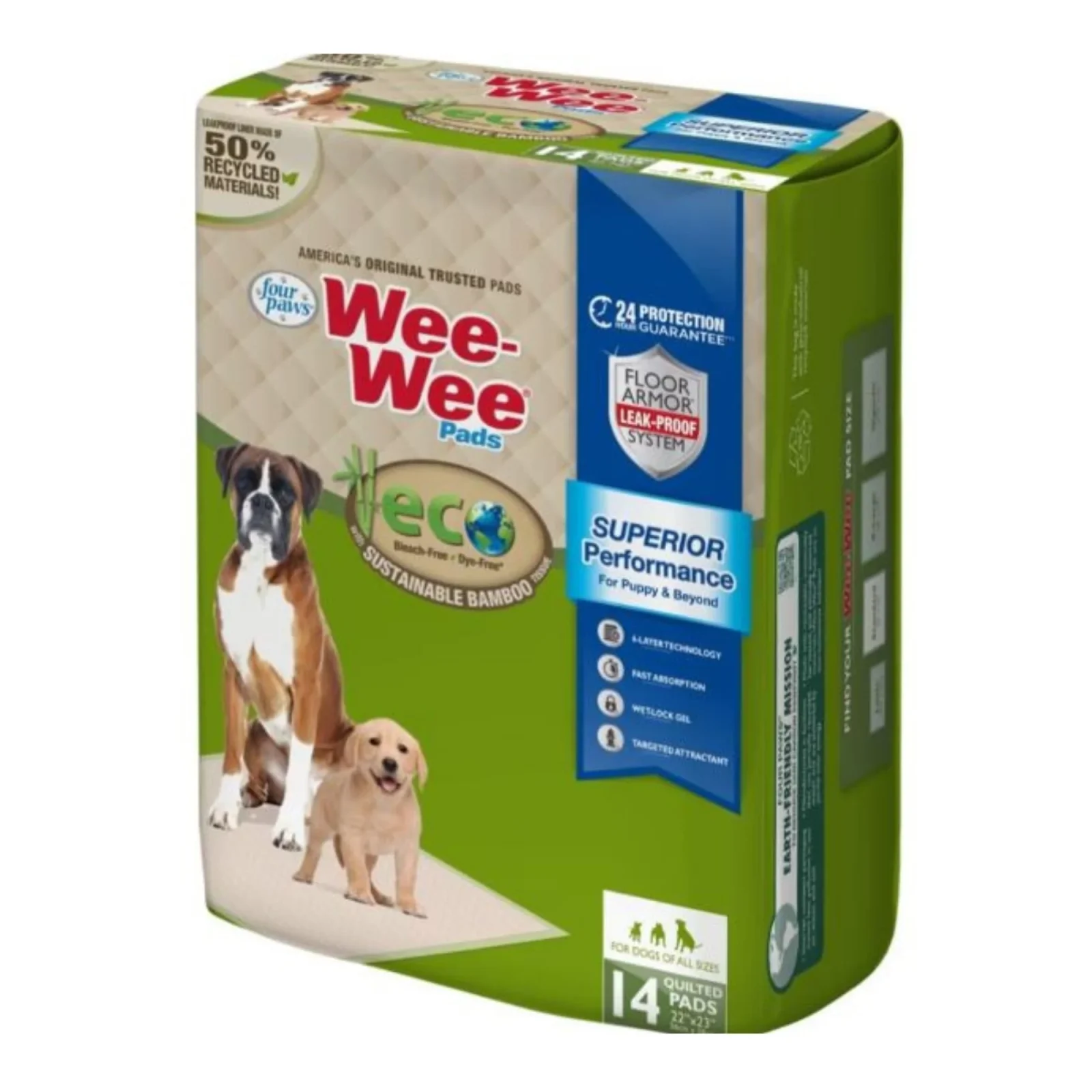 Four Paws Wee-Wee Superior Performance Bamboo Dog Pads 14ct