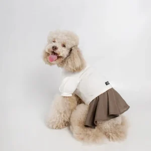 Soft Dog Dress in White & Brown (FINAL SALE)