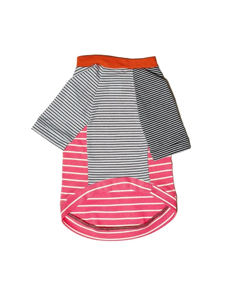 Pink & White Crazy Striped Dog T-Shirt (Made in the USA) - Image 2