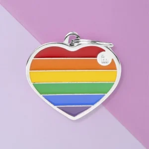 Rainbow Heart Custom Pet ID Tag