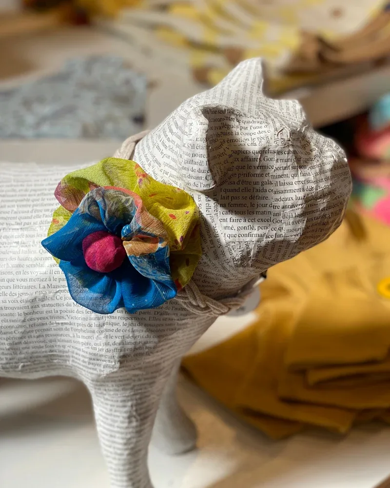 Upcycled Fabric Collar Flower - Assorted Colors(FINAL SALE)