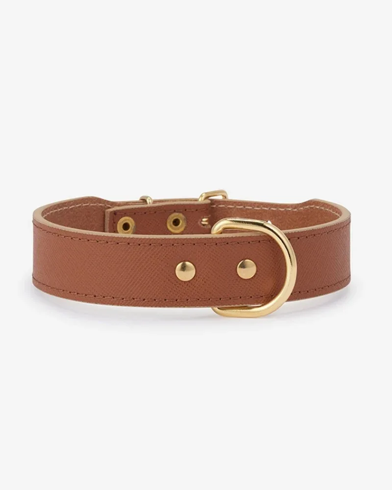 Moni Dog Collar in Cognac Leather (Made in Italy) (FINAL SALE)