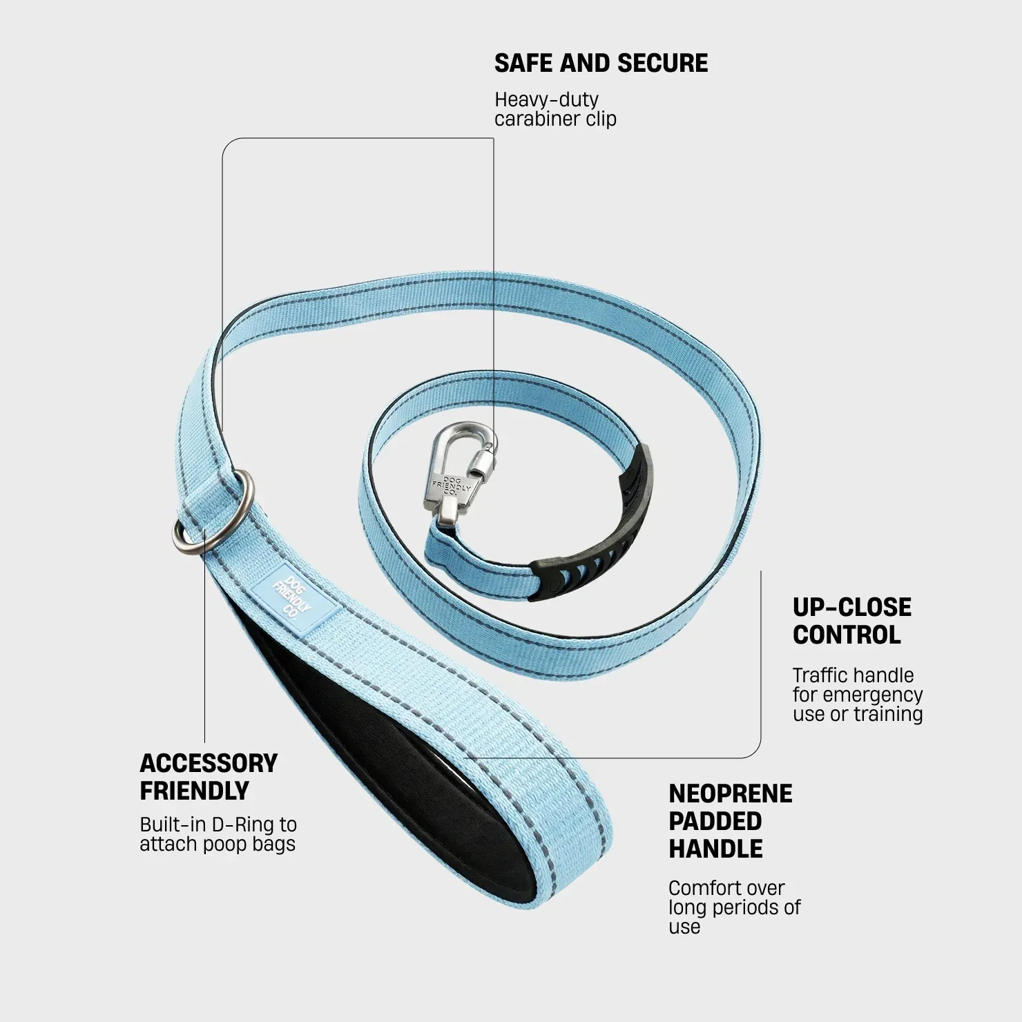 Classic Dog Leash - Sky Blue - Image 2