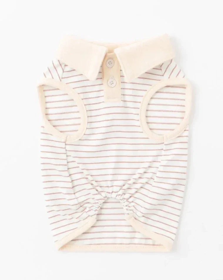 Striped Sleeveless Collared Shirt for Dogs - Image 2