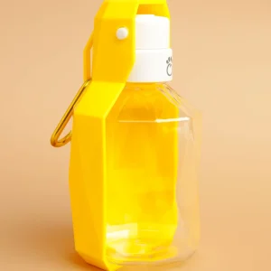 Dog Travel Water Bottle with Foldout Bowl in Yellow (FINAL SALE)