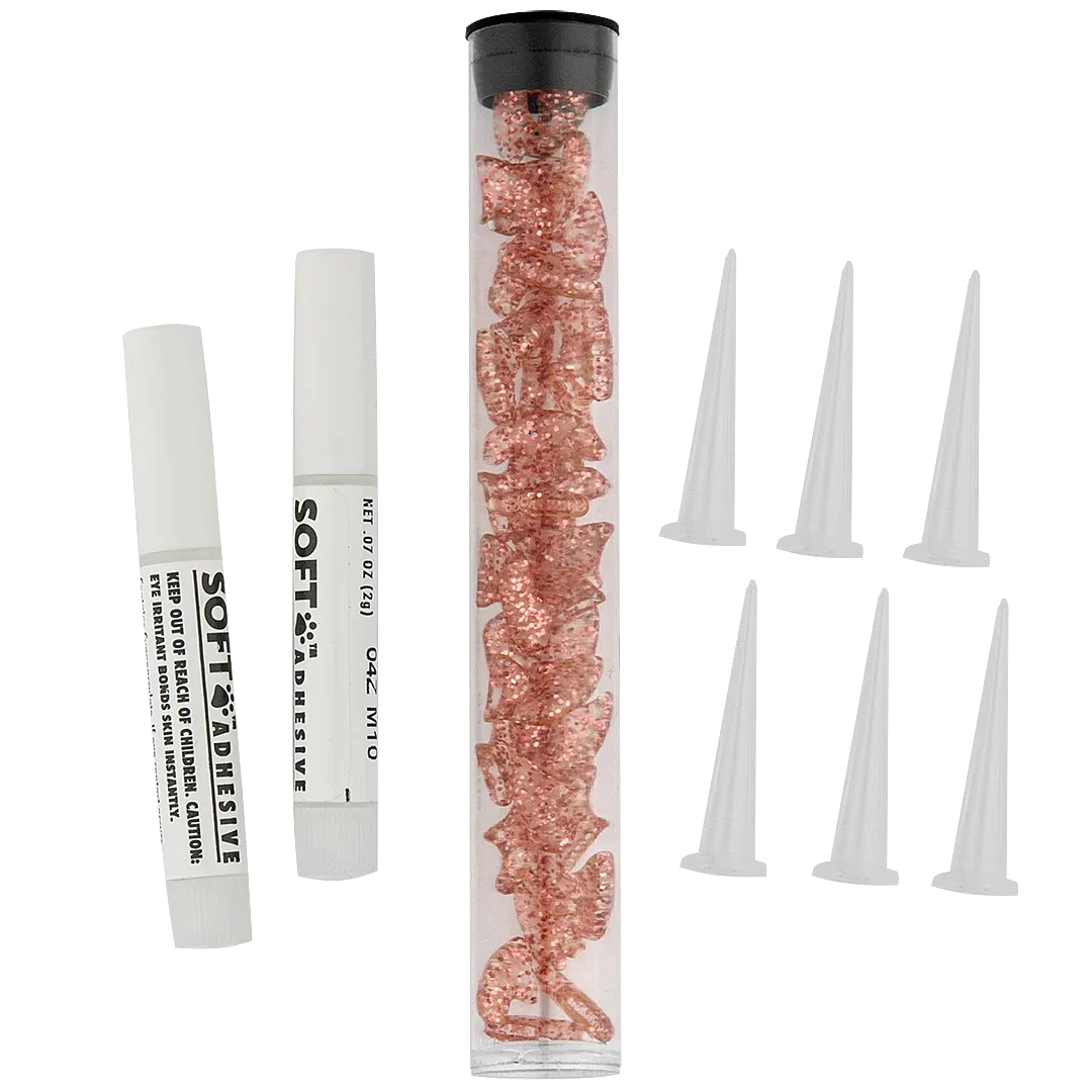 Pink Sparkle Feline Medium Nail Caps by Soft Claws