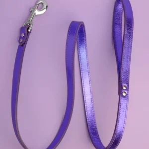 Shimmer Leather Dog Leash in Metallic Purple (FINAL SALE)