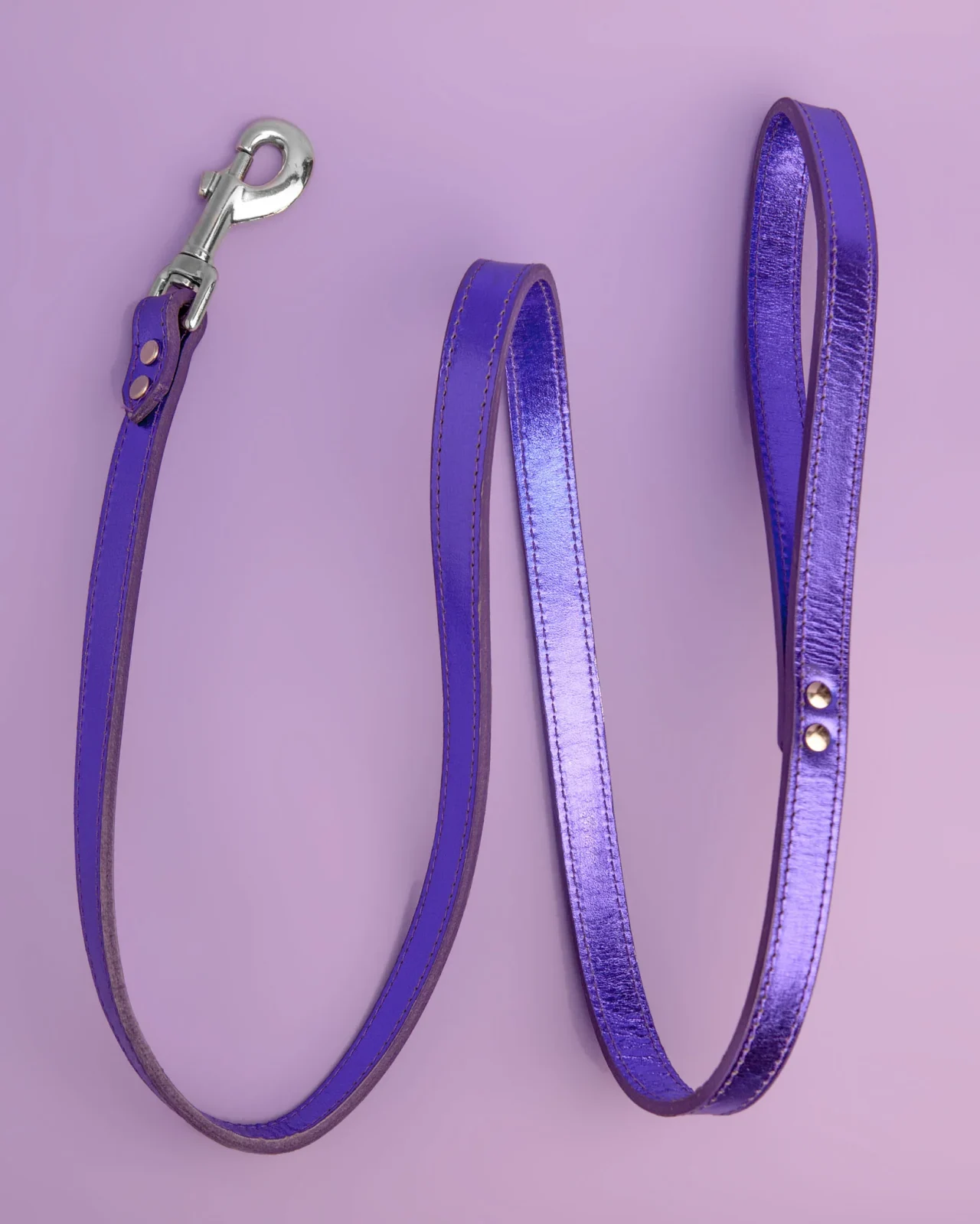 Shimmer Leather Dog Leash in Metallic Purple (FINAL SALE)