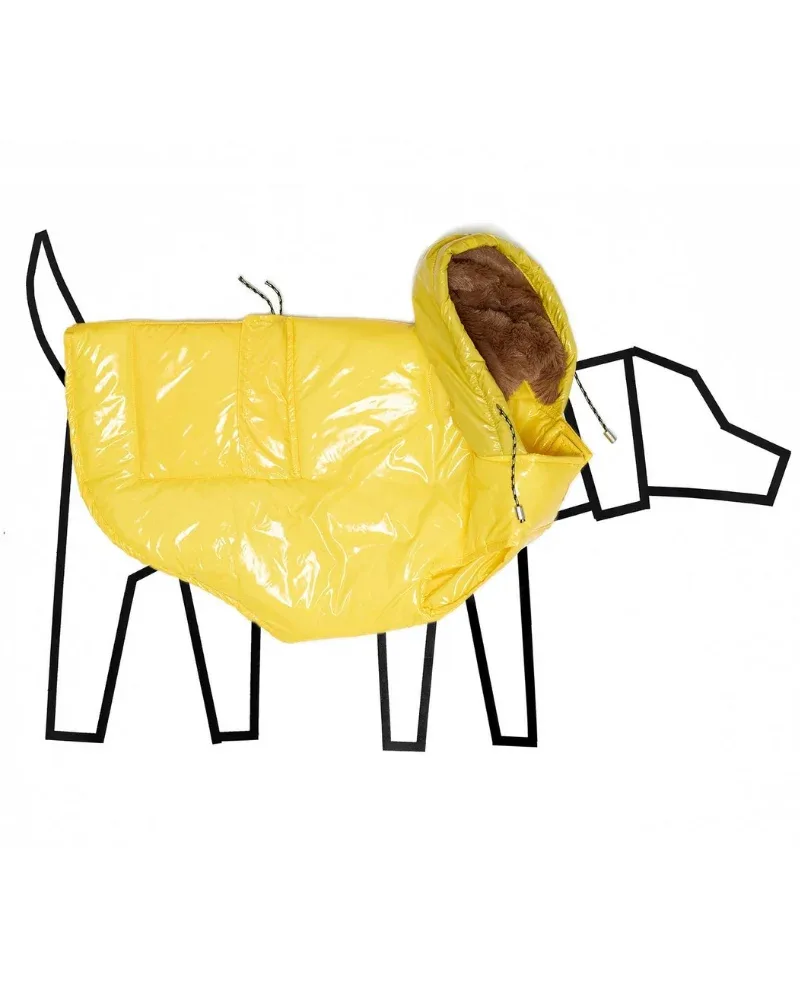 Shiny Puffer Dog Jacket w/ Faux Fur Hood (Made in the USA) (FINAL SALE) - Image 2