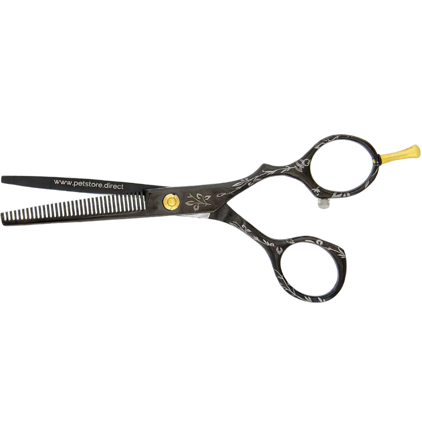 5.5" 35T Black Floral Thinning Shears by PetStore.Direct