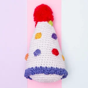 Birthday Hat Knit Organic Cotton Dog Toy