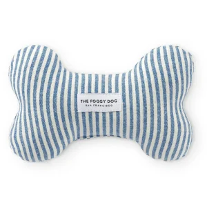 Lake Blue Stripe Dog Bone Squeaky Toy (FINAL SALE)
