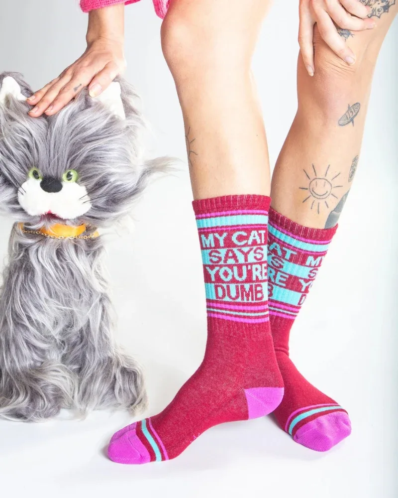 My Cat Says You're Dumb Gym Crew Socks (for Humans)