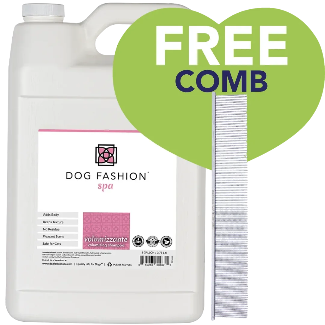 Volumizzante Gallon and 50/50 Fluffing Comb Bundle by Dog Fashion Spa