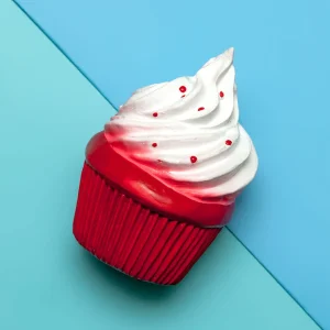 Red Velvet Squeaky Cupcake Latex Dog Toy (FINAL SALE)