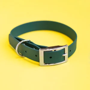 Waterproof Biothane Dog Collar in Evergreen (Made in the USA)