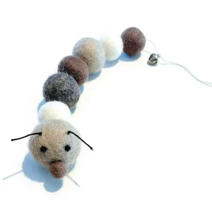Brownie the Caterpillar Natural Wool Cat Toy