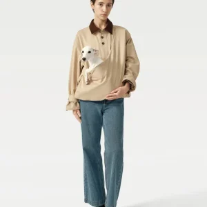 Unisex Trench Jacket with Built-In Kangaroo Pouch Dog Carrier