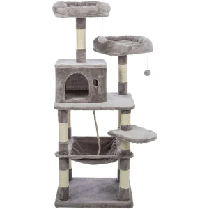 Trixie Eduardo Cat Tree Tower W/ Jute & Plush Posts, Condo, Hammock & Toys  Durable Cat Furniture