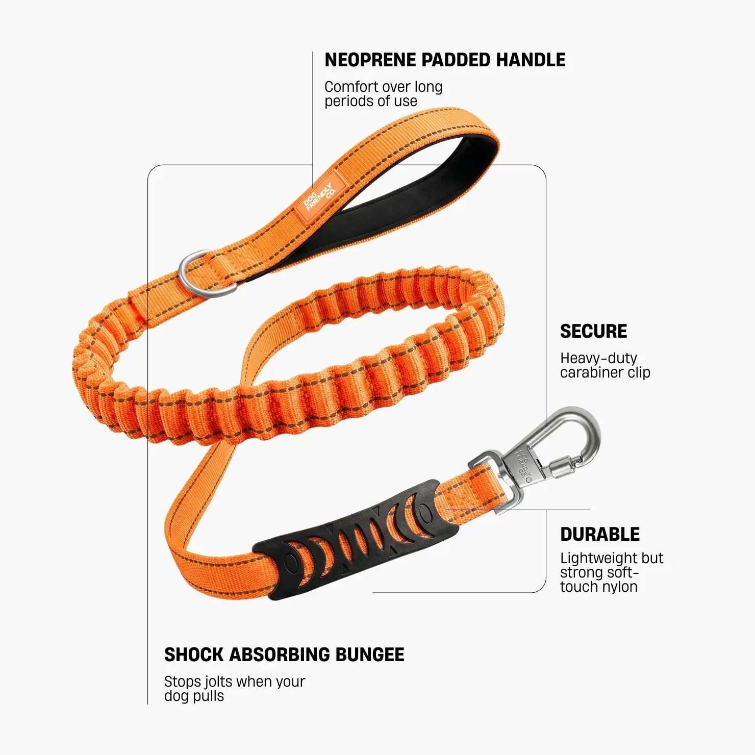 Bungee Dog Leash - Hi-Vis Orange - Image 2