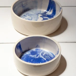 Handmade Ceramic Ocean Dog Bowl (Made in the USA)