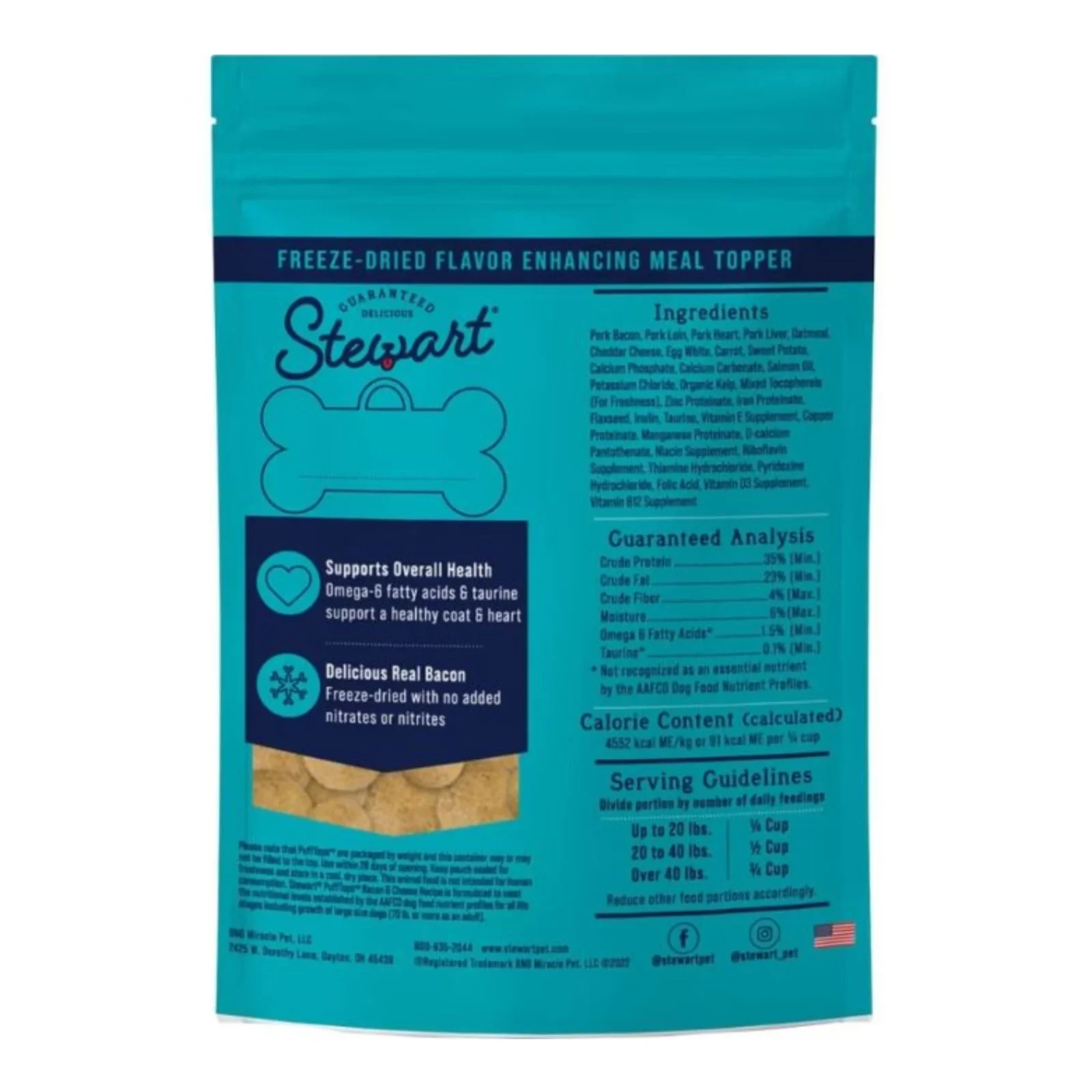 Stewart Pufftops Freeze Dried Flavor Enhancer Bacon/Cheese 3.5oz. - Image 2