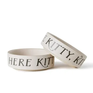 Here Kitty Kitty Stoneware Pet Bowl